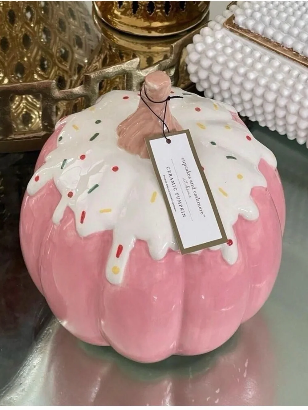 Pink adorable Frosted Sprinkle Cupcake Pumpkin.